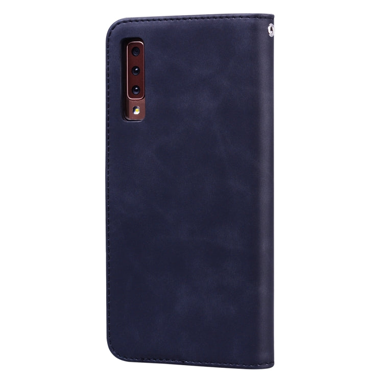 For Samsung Galaxy A7 (2018) Frosted Business Magnetic Horizontal Flip PU Leather Case with Holder & Card Slot & Lanyard