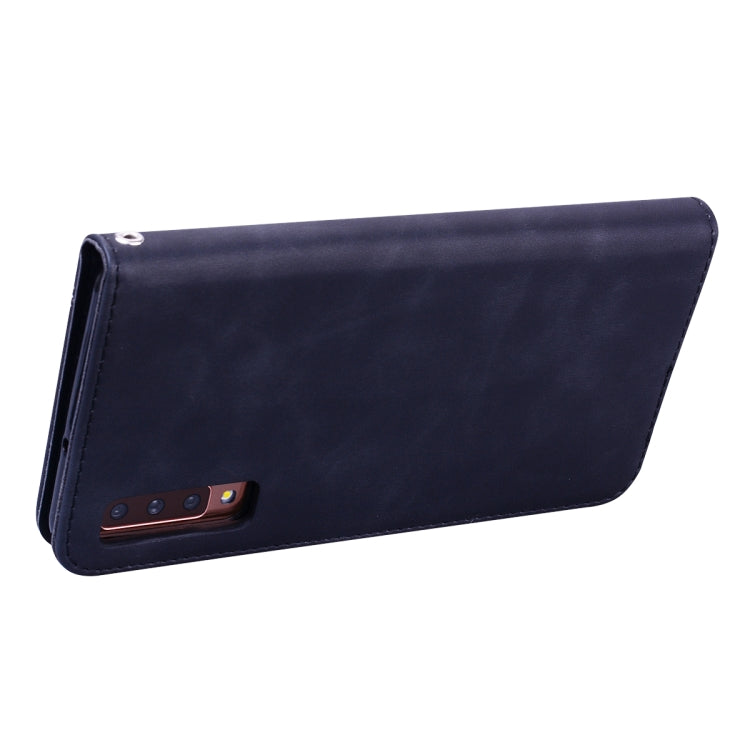 For Samsung Galaxy A7 (2018) Frosted Business Magnetic Horizontal Flip PU Leather Case with Holder & Card Slot & Lanyard