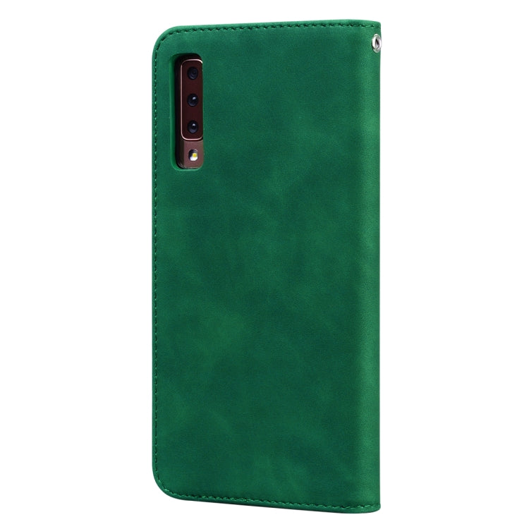 For Samsung Galaxy A7 (2018) Frosted Business Magnetic Horizontal Flip PU Leather Case with Holder & Card Slot & Lanyard
