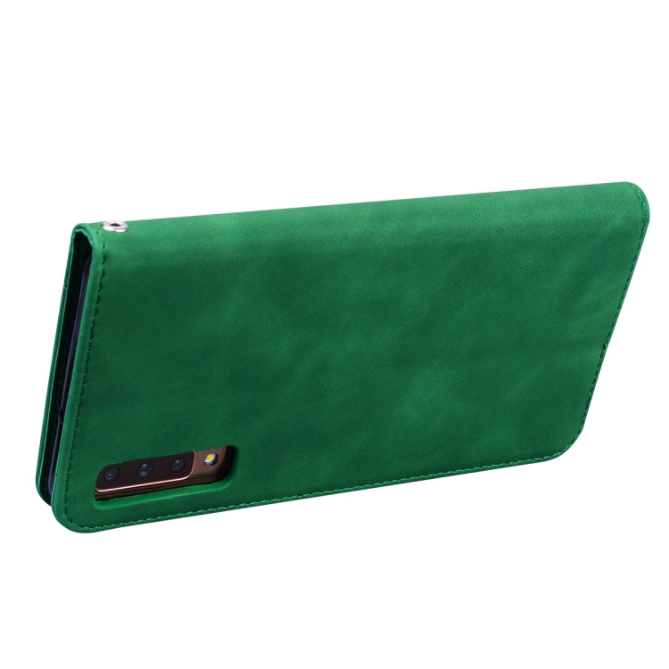 For Samsung Galaxy A7 (2018) Frosted Business Magnetic Horizontal Flip PU Leather Case with Holder & Card Slot & Lanyard