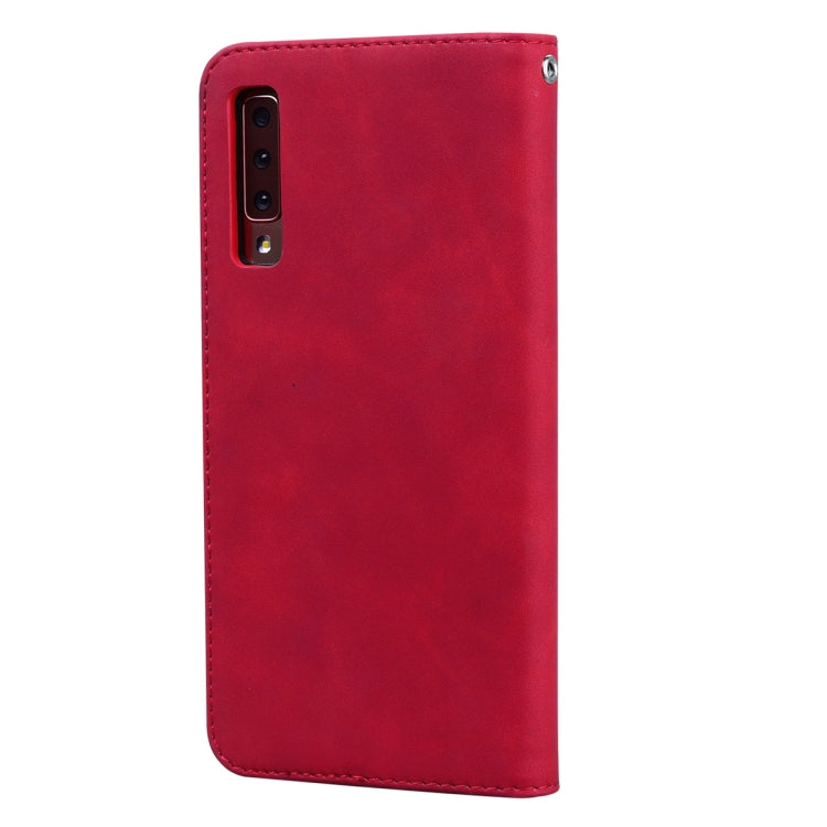 For Samsung Galaxy A7 (2018) Frosted Business Magnetic Horizontal Flip PU Leather Case with Holder & Card Slot & Lanyard