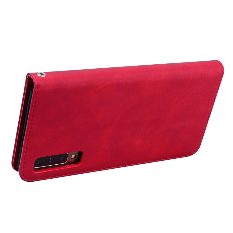 For Samsung Galaxy A7 (2018) Frosted Business Magnetic Horizontal Flip PU Leather Case with Holder & Card Slot & Lanyard