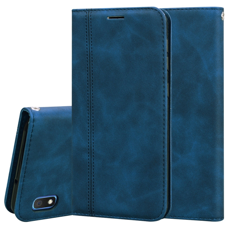 For Samsung Galaxy A10 Frosted Business Magnetic Horizontal Flip PU Leather Case with Holder & Card Slot & Lanyard