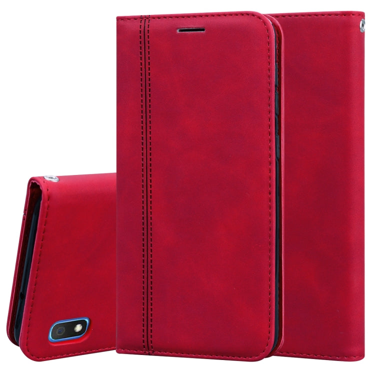 For Samsung Galaxy A10 Frosted Business Magnetic Horizontal Flip PU Leather Case with Holder & Card Slot & Lanyard
