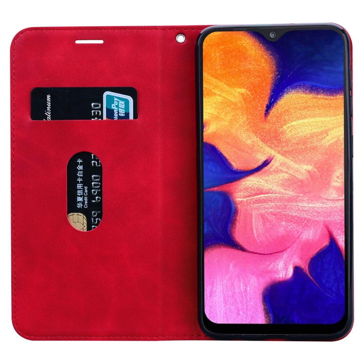 For Samsung Galaxy A10 Frosted Business Magnetic Horizontal Flip PU Leather Case with Holder & Card Slot & Lanyard