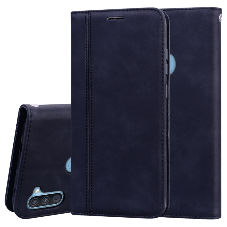 For Samsung Galaxy A11 Frosted Business Magnetic Horizontal Flip PU Leather Case with Holder & Card Slot & Lanyard