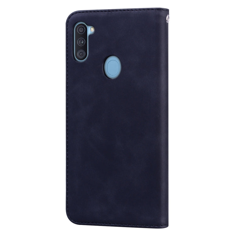 For Samsung Galaxy A11 Frosted Business Magnetic Horizontal Flip PU Leather Case with Holder & Card Slot & Lanyard