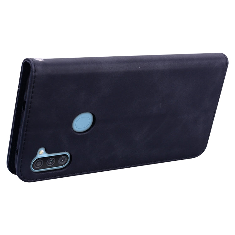 For Samsung Galaxy A11 Frosted Business Magnetic Horizontal Flip PU Leather Case with Holder & Card Slot & Lanyard