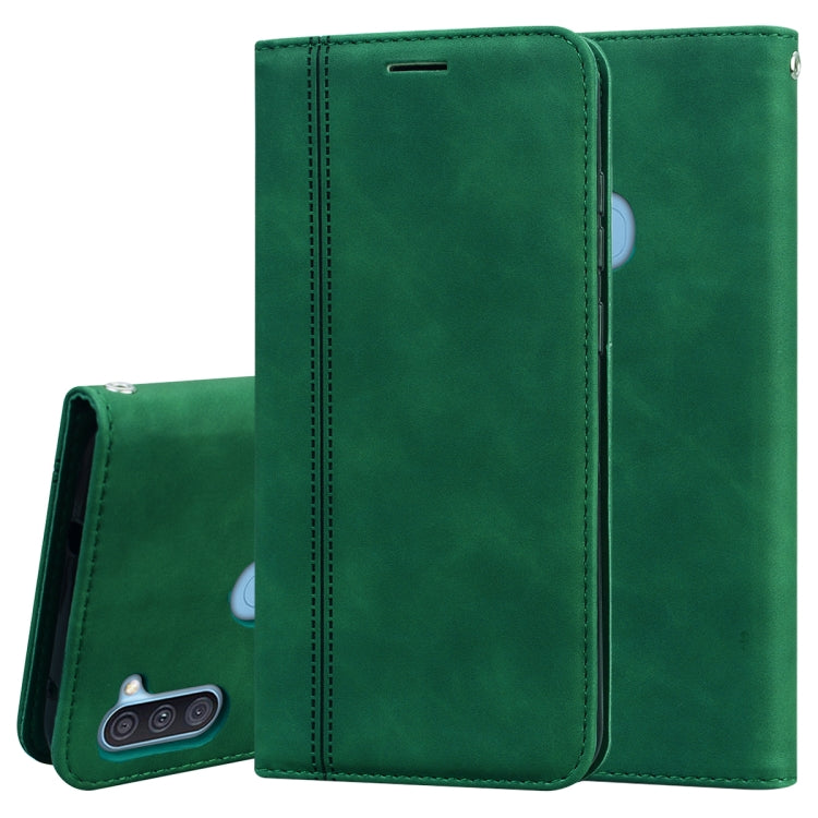 For Samsung Galaxy A11 Frosted Business Magnetic Horizontal Flip PU Leather Case with Holder & Card Slot & Lanyard