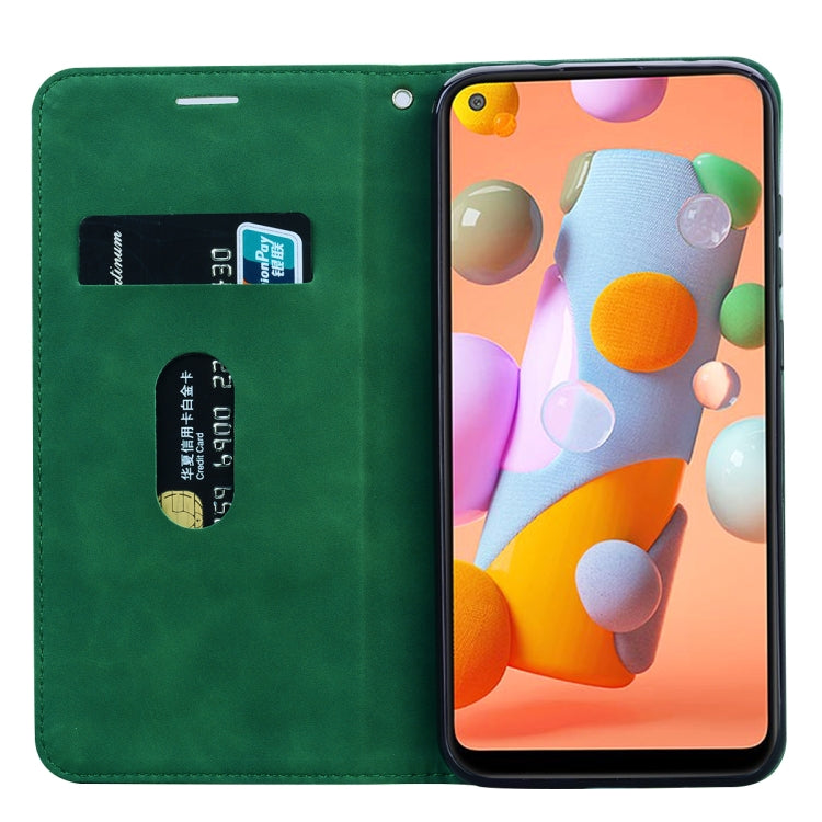 For Samsung Galaxy A11 Frosted Business Magnetic Horizontal Flip PU Leather Case with Holder & Card Slot & Lanyard