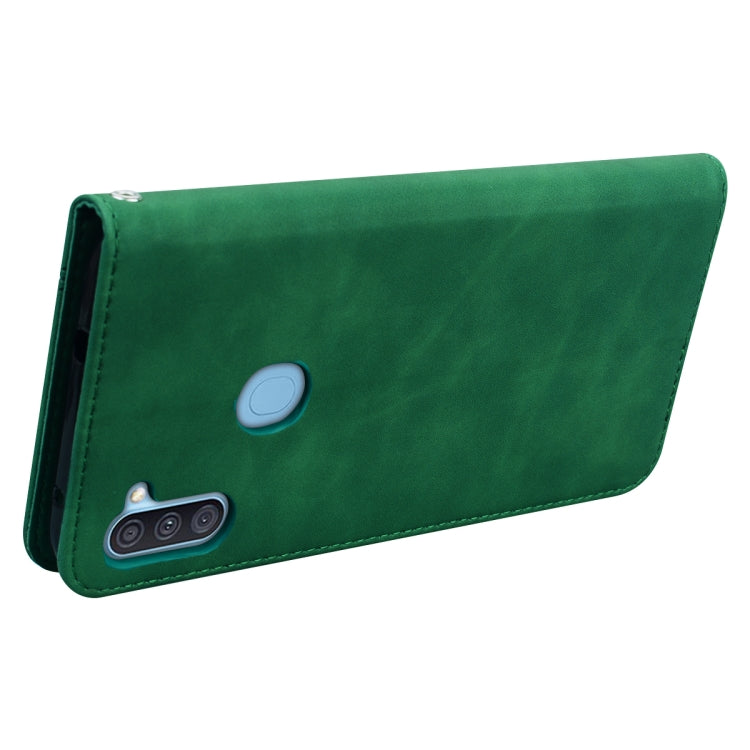 For Samsung Galaxy A11 Frosted Business Magnetic Horizontal Flip PU Leather Case with Holder & Card Slot & Lanyard