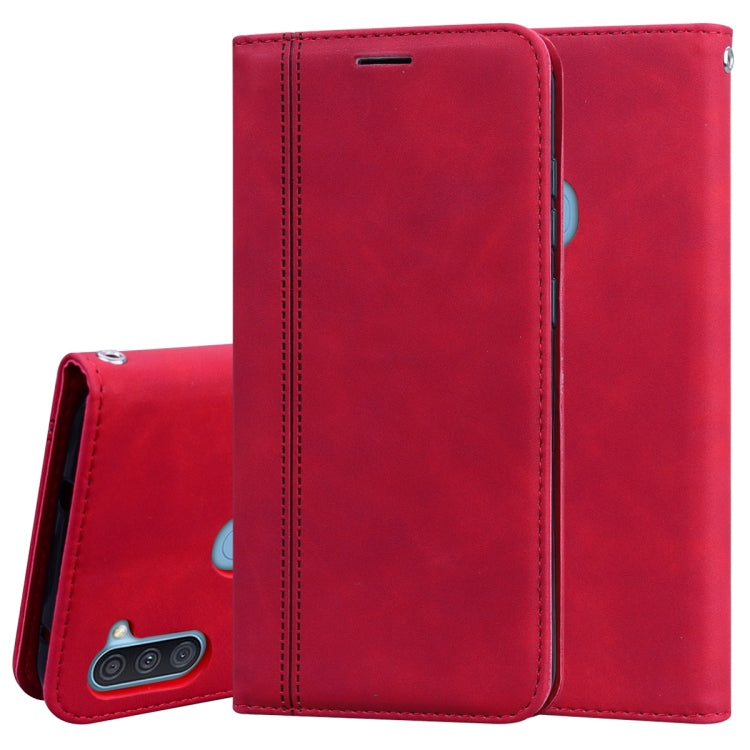 For Samsung Galaxy A11 Frosted Business Magnetic Horizontal Flip PU Leather Case with Holder & Card Slot & Lanyard