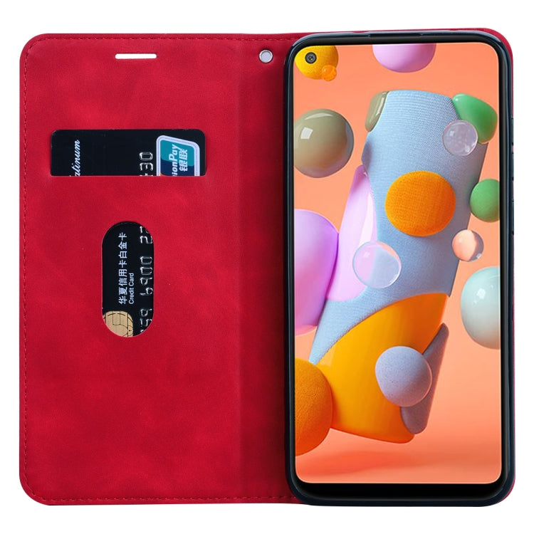 For Samsung Galaxy A11 Frosted Business Magnetic Horizontal Flip PU Leather Case with Holder & Card Slot & Lanyard