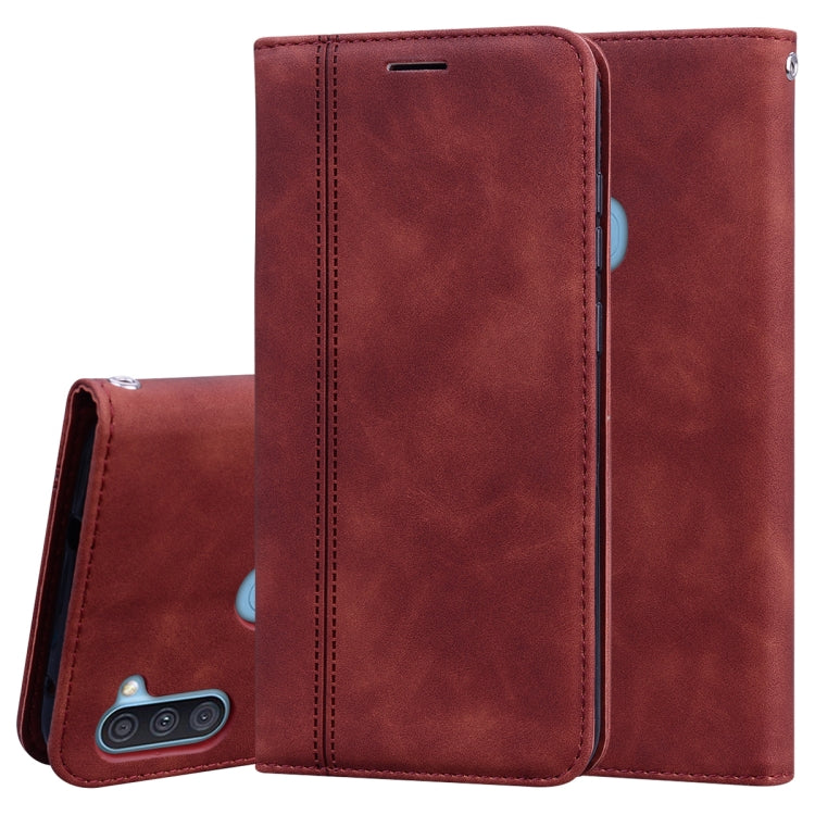 For Samsung Galaxy A11 Frosted Business Magnetic Horizontal Flip PU Leather Case with Holder & Card Slot & Lanyard