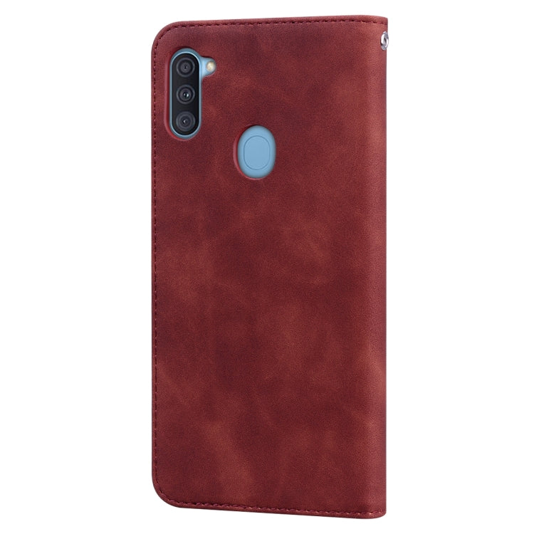 For Samsung Galaxy A11 Frosted Business Magnetic Horizontal Flip PU Leather Case with Holder & Card Slot & Lanyard