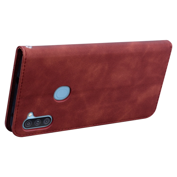 For Samsung Galaxy A11 Frosted Business Magnetic Horizontal Flip PU Leather Case with Holder & Card Slot & Lanyard