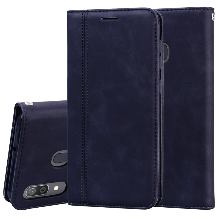 For Samsung Galaxy A30/A20 Frosted Business Magnetic Horizontal Flip PU Leather Case with Holder & Card Slot & Lanyard
