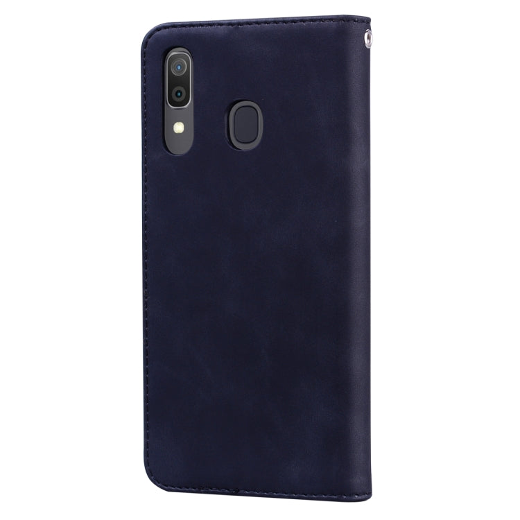 For Samsung Galaxy A30/A20 Frosted Business Magnetic Horizontal Flip PU Leather Case with Holder & Card Slot & Lanyard