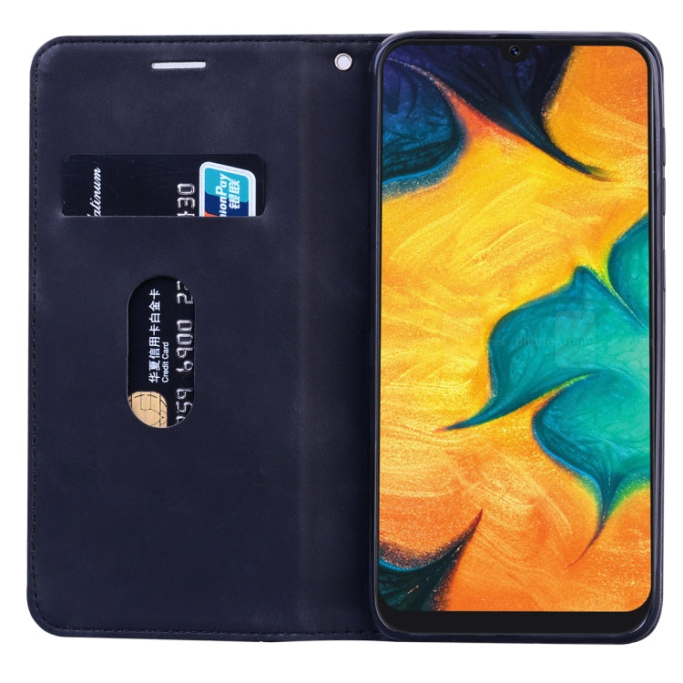 For Samsung Galaxy A30/A20 Frosted Business Magnetic Horizontal Flip PU Leather Case with Holder & Card Slot & Lanyard