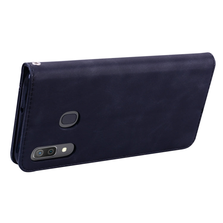 For Samsung Galaxy A30/A20 Frosted Business Magnetic Horizontal Flip PU Leather Case with Holder & Card Slot & Lanyard