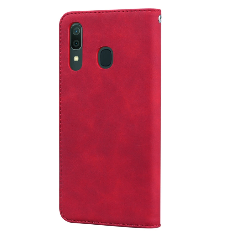 For Samsung Galaxy A30/A20 Frosted Business Magnetic Horizontal Flip PU Leather Case with Holder & Card Slot & Lanyard