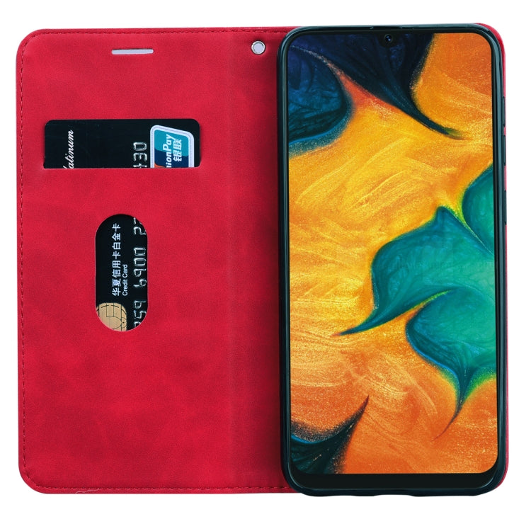 For Samsung Galaxy A30/A20 Frosted Business Magnetic Horizontal Flip PU Leather Case with Holder & Card Slot & Lanyard