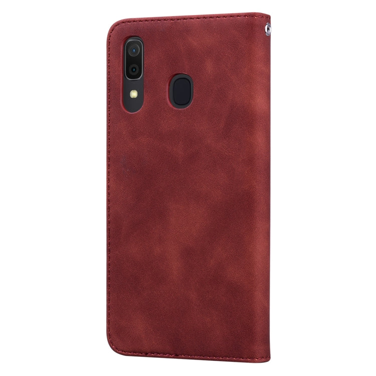 For Samsung Galaxy A30/A20 Frosted Business Magnetic Horizontal Flip PU Leather Case with Holder & Card Slot & Lanyard