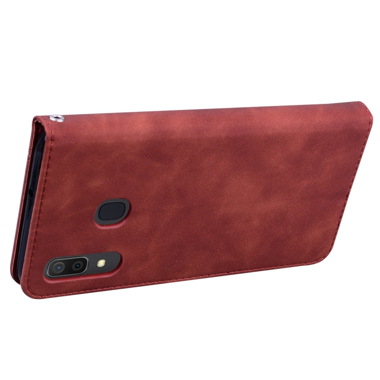 For Samsung Galaxy A30/A20 Frosted Business Magnetic Horizontal Flip PU Leather Case with Holder & Card Slot & Lanyard
