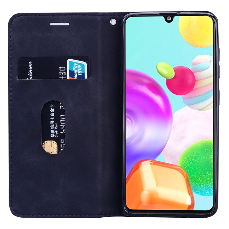 For Samsung Galaxy A41 Frosted Business Magnetic Horizontal Flip PU Leather Case with Holder & Card Slot & Lanyard