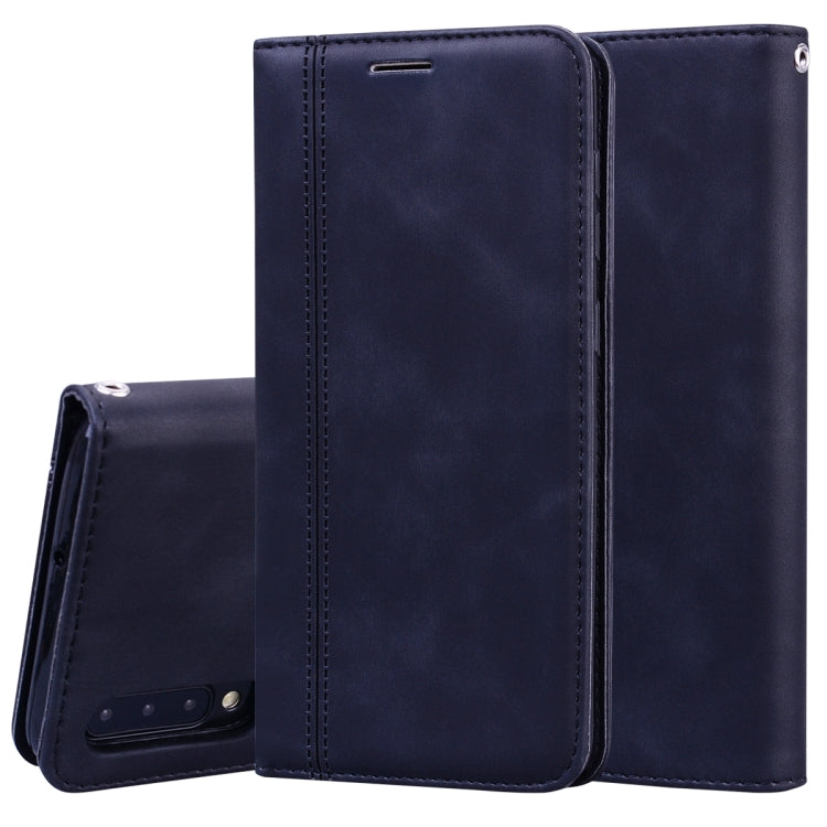For Samsung Galaxy A50 Frosted Business Magnetic Horizontal Flip PU Leather Case with Holder & Card Slot & Lanyard