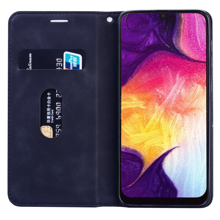 For Samsung Galaxy A50 Frosted Business Magnetic Horizontal Flip PU Leather Case with Holder & Card Slot & Lanyard