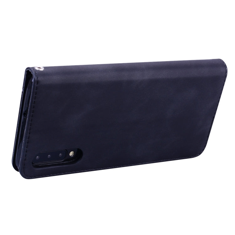 For Samsung Galaxy A50 Frosted Business Magnetic Horizontal Flip PU Leather Case with Holder & Card Slot & Lanyard