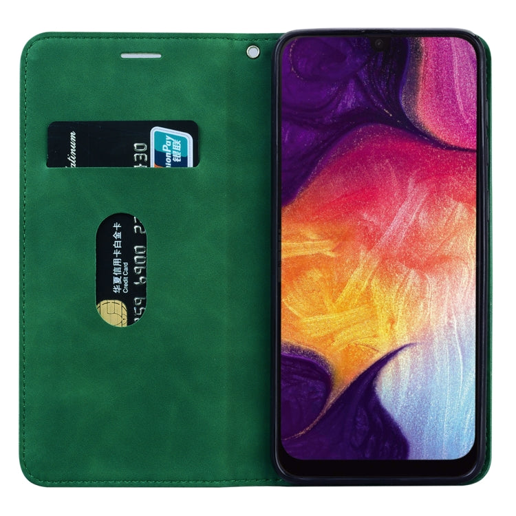 For Samsung Galaxy A50 Frosted Business Magnetic Horizontal Flip PU Leather Case with Holder & Card Slot & Lanyard