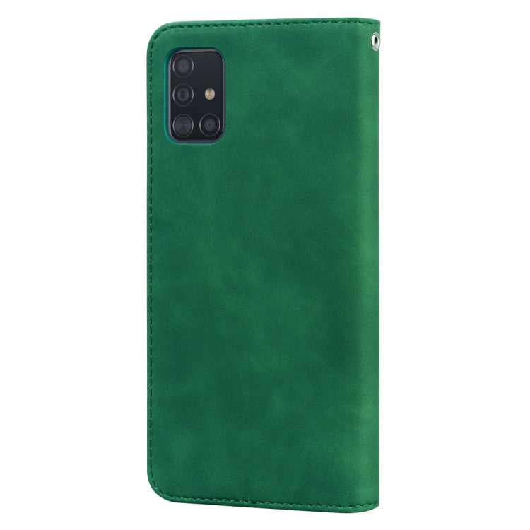 For Samsung Galaxy A51 Frosted Business Magnetic Horizontal Flip PU Leather Case with Holder & Card Slot & Lanyard(Green)
