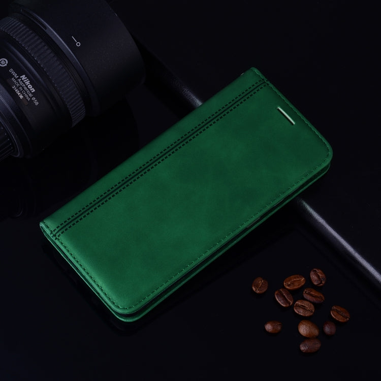For Samsung Galaxy A51 Frosted Business Magnetic Horizontal Flip PU Leather Case with Holder & Card Slot & Lanyard(Green)