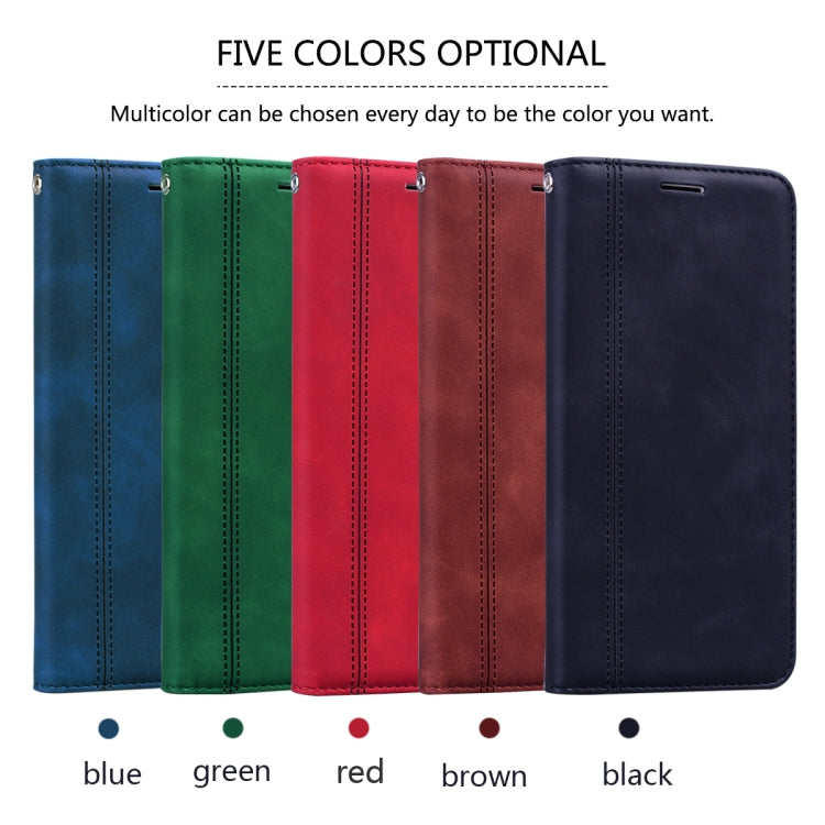 For Samsung Galaxy A51 Frosted Business Magnetic Horizontal Flip PU Leather Case with Holder & Card Slot & Lanyard(Green)