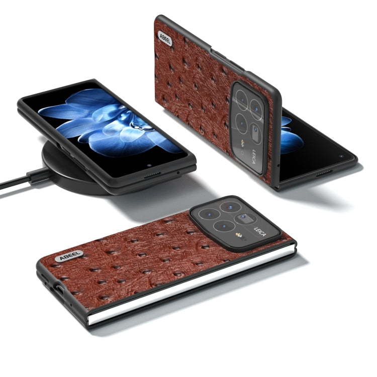 For Xiaomi Mix Fold 4 ABEEL Genuine Leather Ostrich Texture Phone Case
