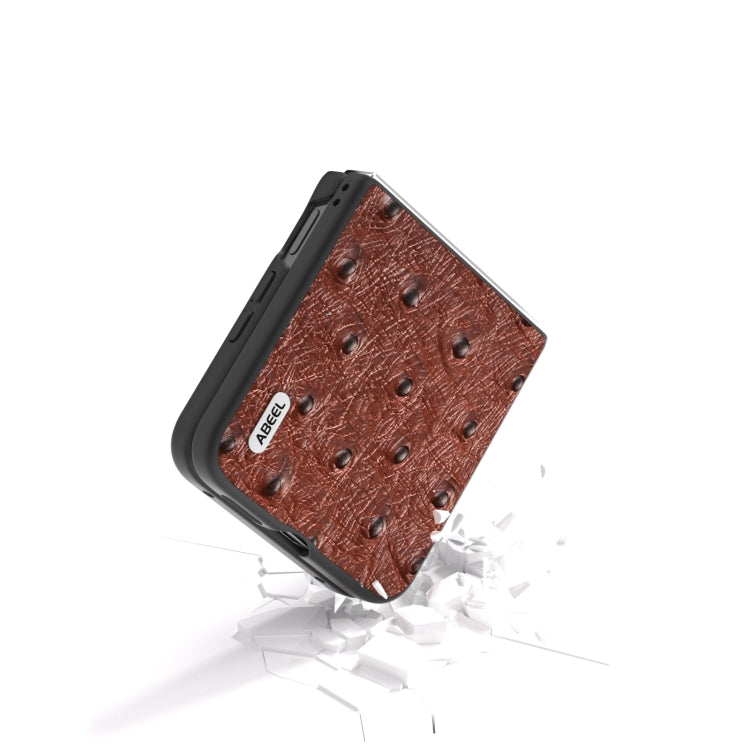 For Xiaomi Mix Flip ABEEL Genuine Leather Ostrich Texture Phone Case