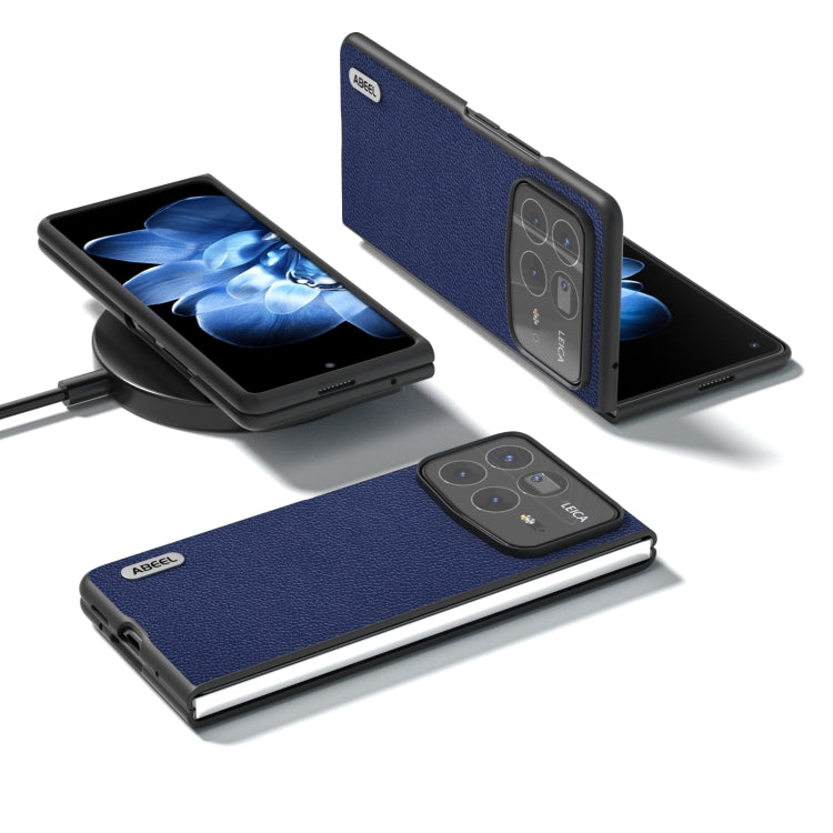 For Xiaomi Mix Fold 4 ABEEL Black Edge Genuine Leather Mino Phone Case