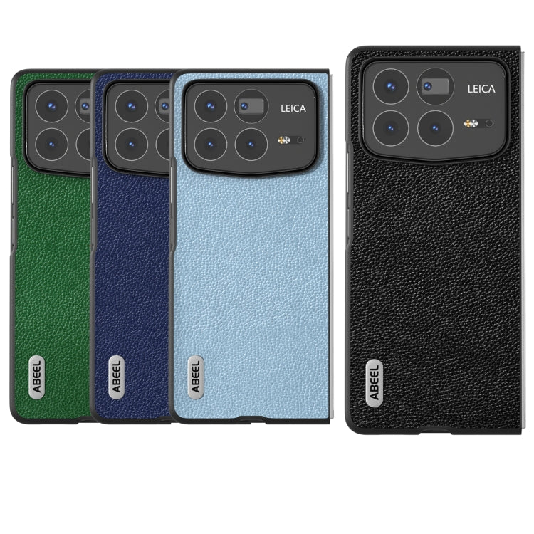 For Xiaomi Mix Fold 4 ABEEL Black Edge Genuine Leather Mino Phone Case