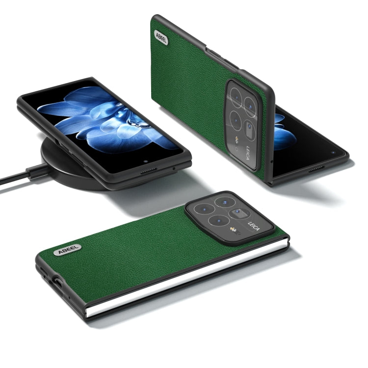 For Xiaomi Mix Fold 4 ABEEL Black Edge Genuine Leather Mino Phone Case