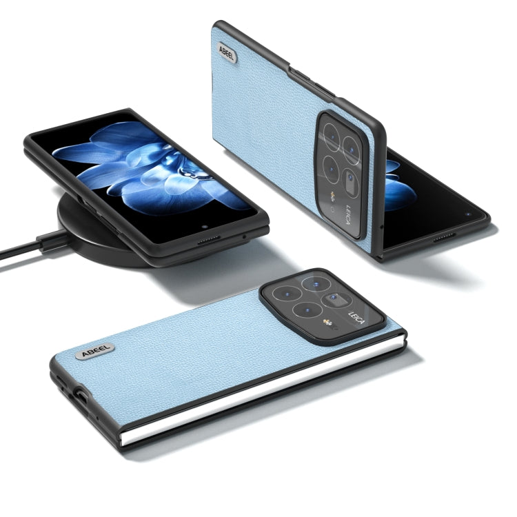 For Xiaomi Mix Fold 4 ABEEL Black Edge Genuine Leather Mino Phone Case