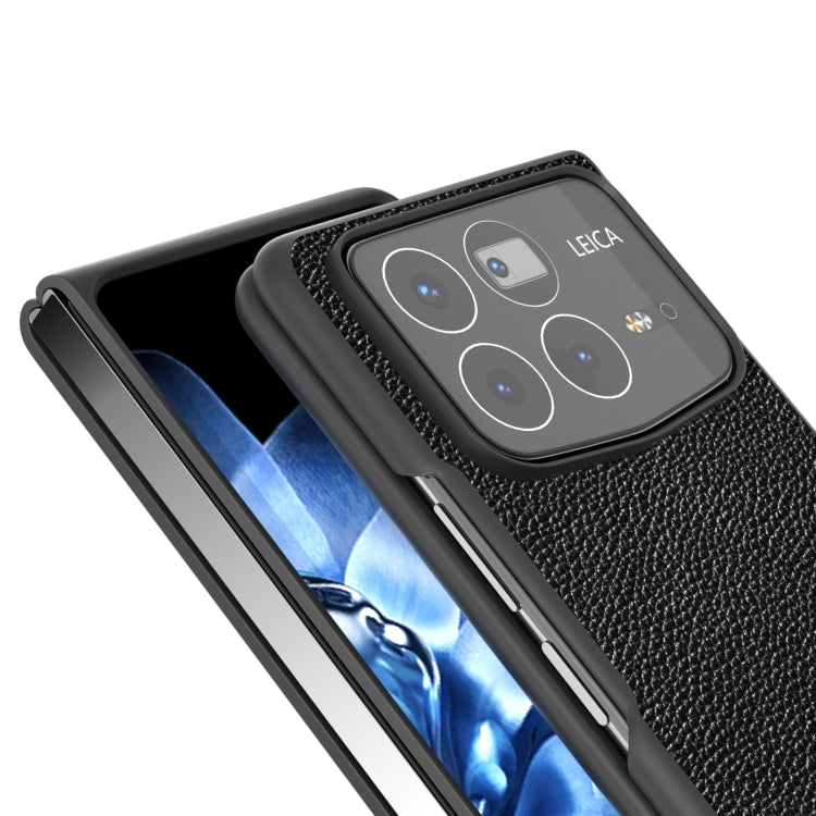 For Xiaomi Mix Fold 4 ABEEL Black Edge Genuine Leather Mino Phone Case