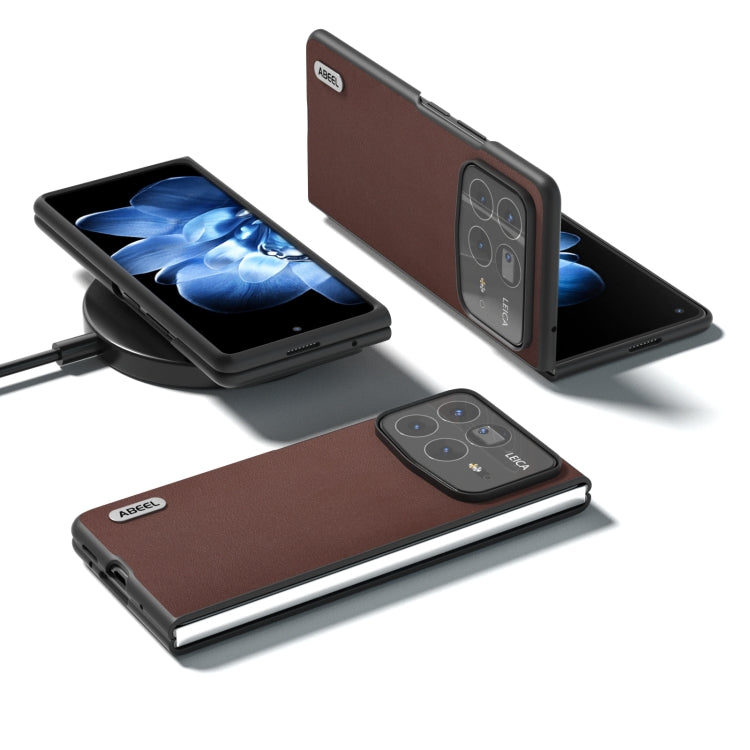 For Xiaomi Mix Fold 4 ABEEL Genuine Leather Silky Soft Black Edge Phone Case