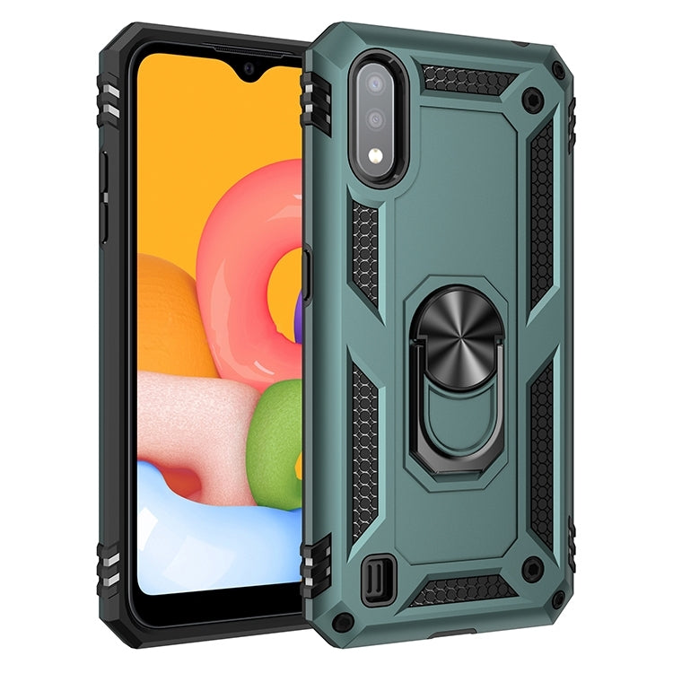 For Galaxy A01 US Version Shockproof TPU + PC Protective Case with 360 Degree Rotating Holder