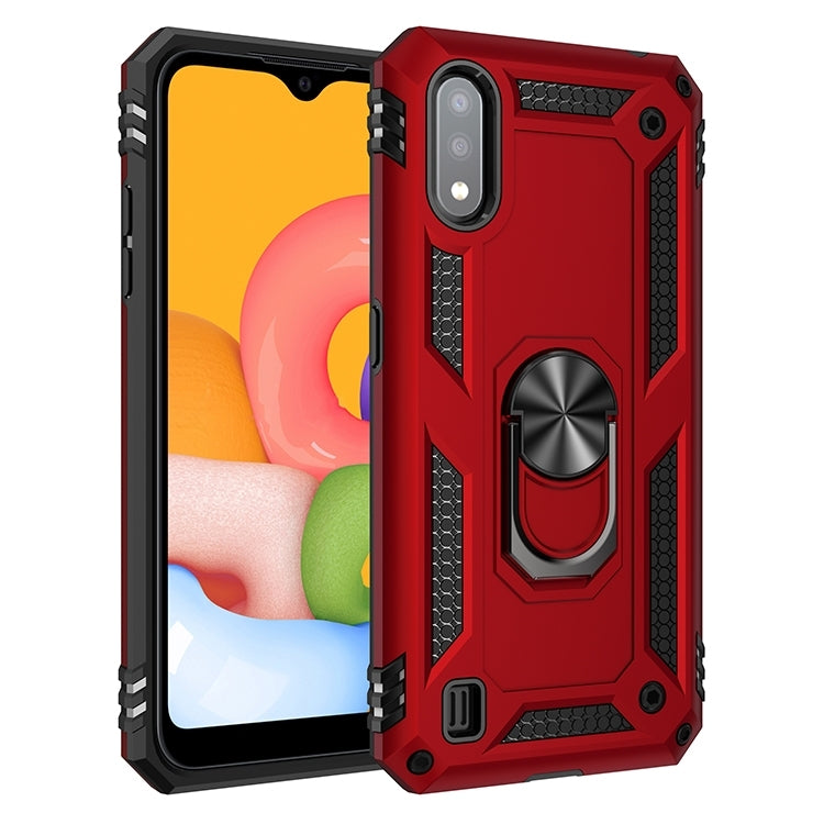 For Galaxy A01 US Version Shockproof TPU + PC Protective Case with 360 Degree Rotating Holder
