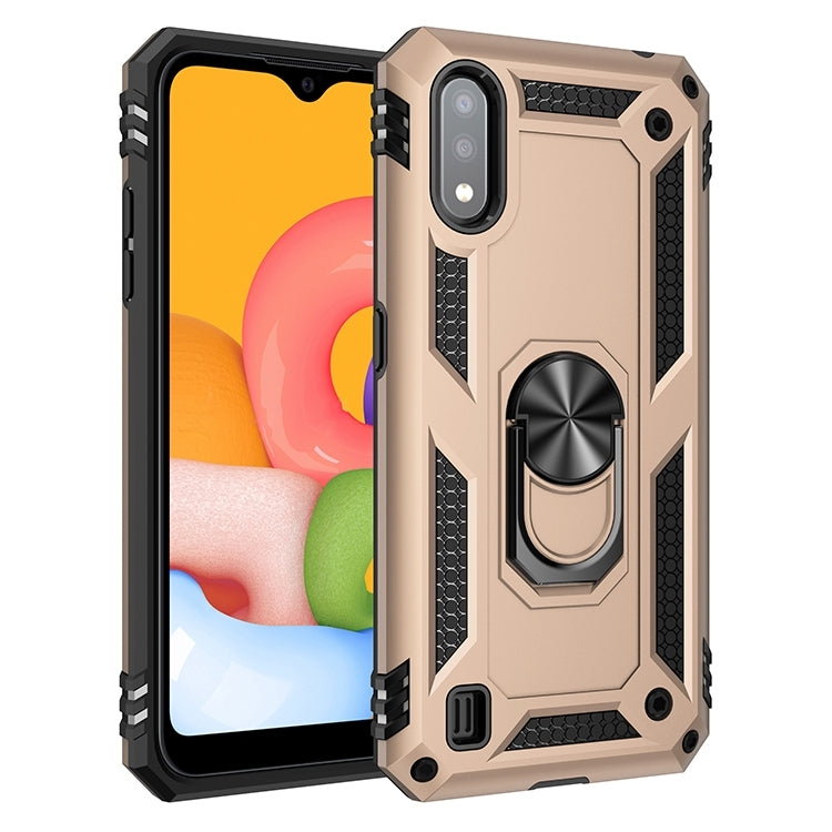 For Galaxy A01 US Version Shockproof TPU + PC Protective Case with 360 Degree Rotating Holder