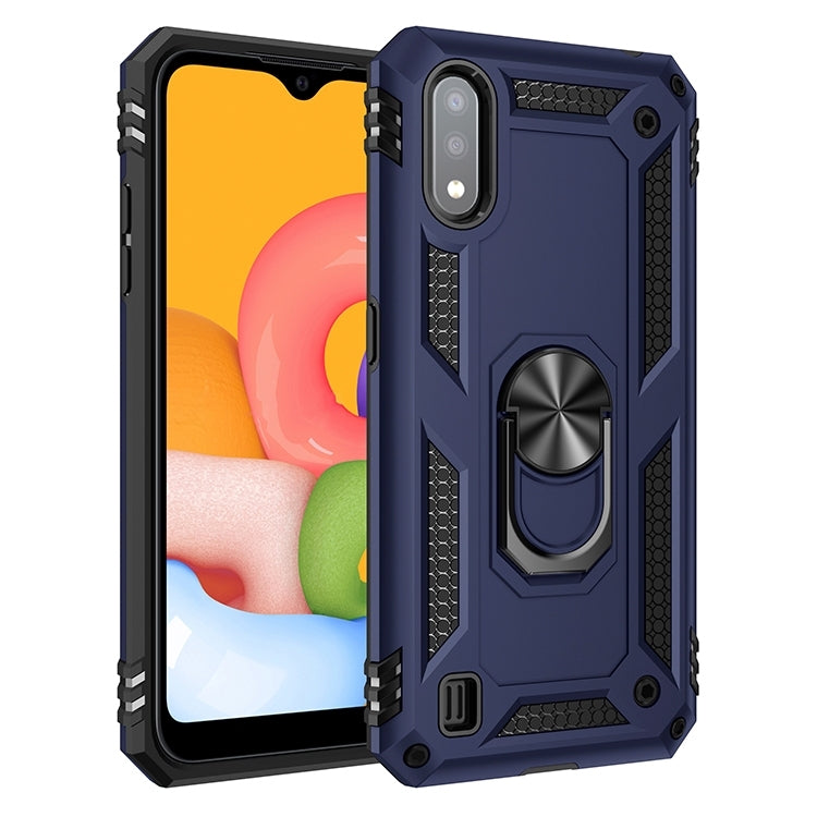 For Galaxy A01 US Version Shockproof TPU + PC Protective Case with 360 Degree Rotating Holder