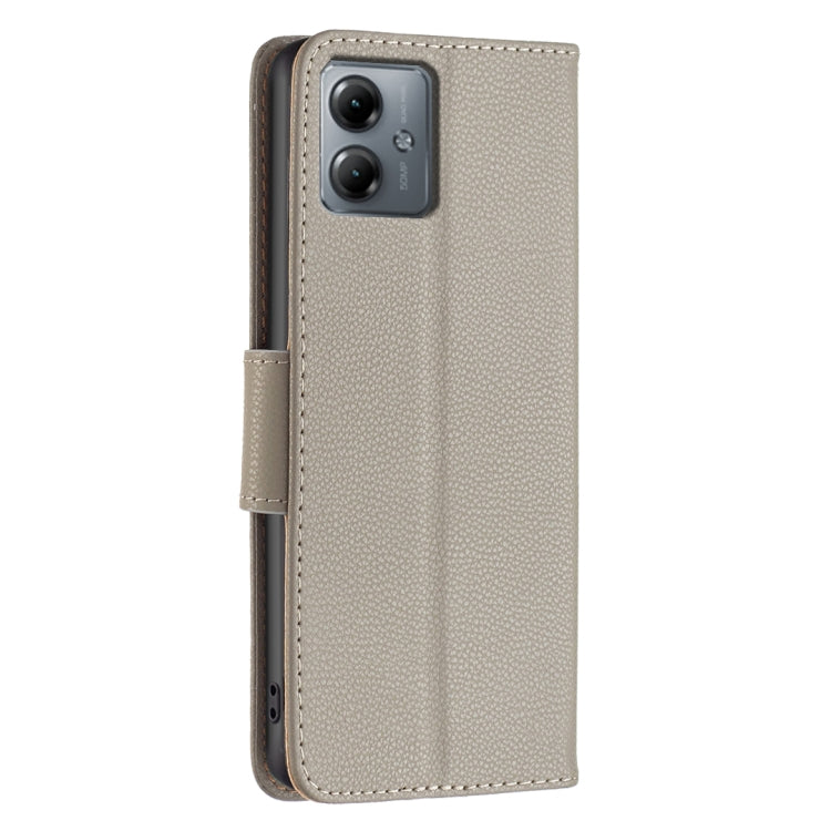For Motorola Moto G14 4G Litchi Texture Pure Color Flip Leather Phone Case
