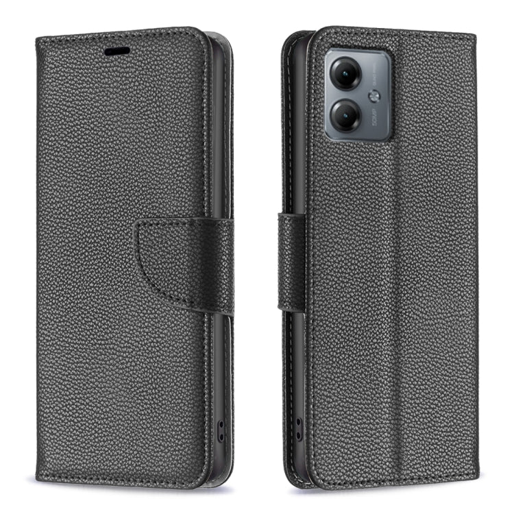 For Motorola Moto G14 4G Litchi Texture Pure Color Flip Leather Phone Case
